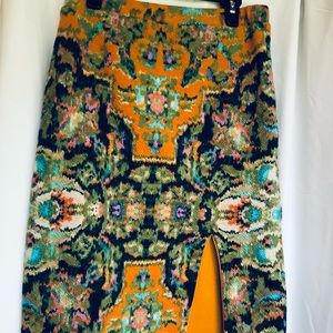 Maeve By Anthropologie Stunning Multi-Colored Midi Straight Skirt w/ Slit Medium